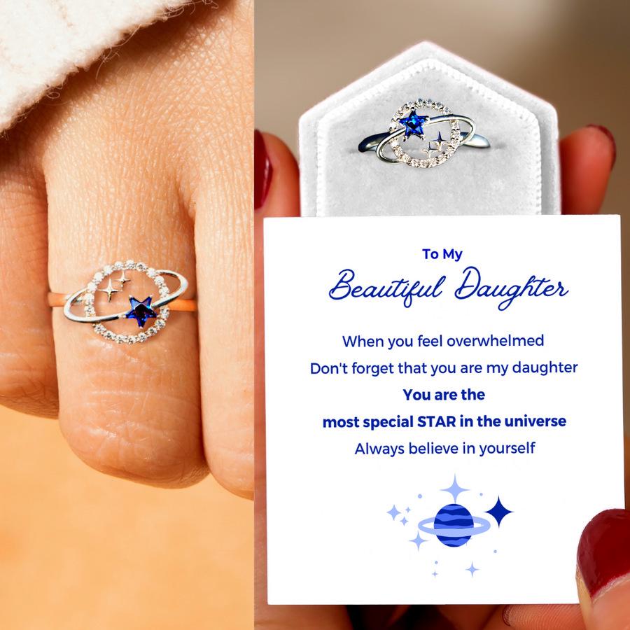 Adjustable Zirconia Ring with Blue Diamond Star Design