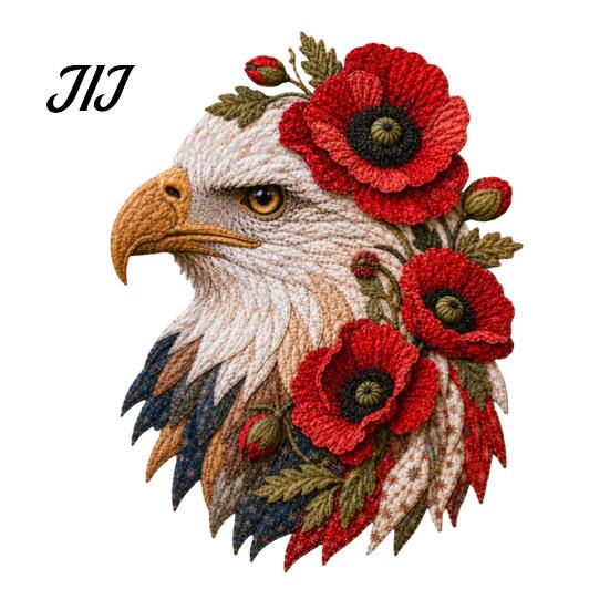 Eagle Themed Home Ornament Patchwork DIY Kit, Christmas Fabric Art Halloween Sewing Kit Patriotic Craft for Handmade Wall Decor Relaxing Crafting