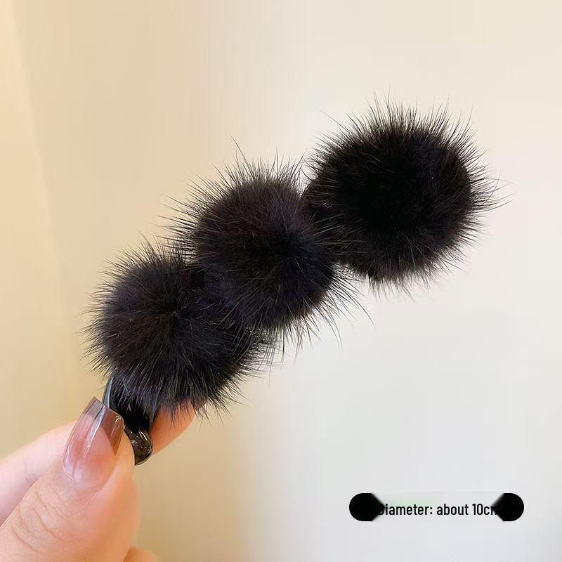 Women’s Fuzzy Claw Hair Clip - Plush, Small Size for Bangs & Braids, Internet Celebrity Style