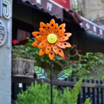 Sunflower Flower Model Rotating Garden Windmill Spinner Simulation Creative Gardening Plug Metal Flower Climbing Support Yard
