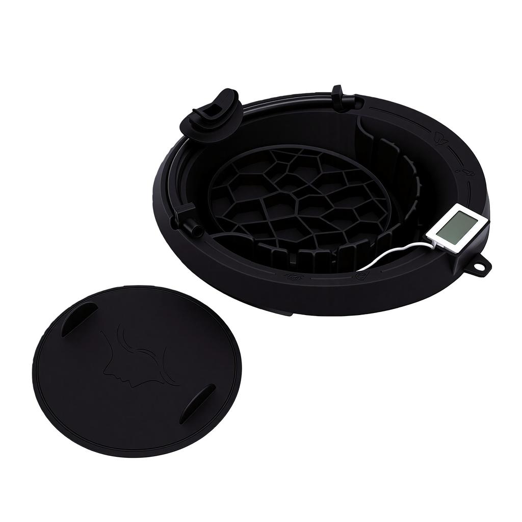 Foldable Ice Face Bowl with Breathing Tube Thermometer Ice Bath Face Basin for Home Travel Black