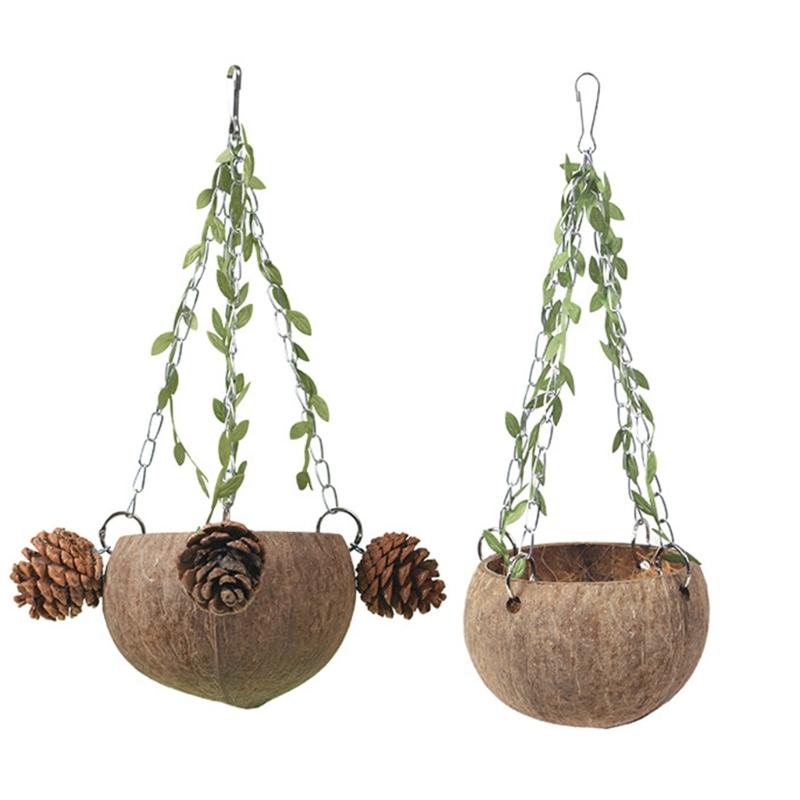 Natural Birdhouse Toy Parakeets Resting Bed Cage Hanging Swing Breeding Nest for Budgies, Lovebirds