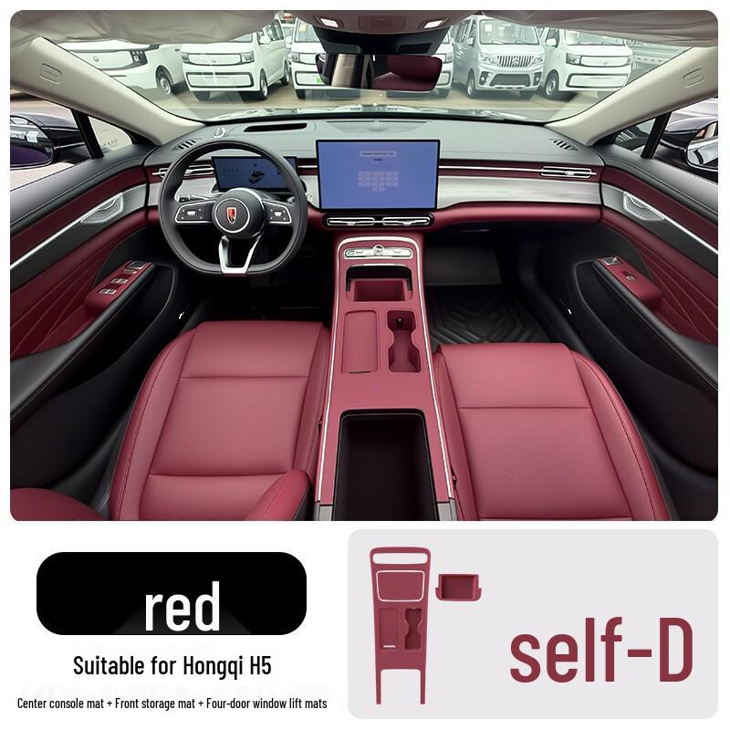 Silicone Protective Mat for 26 Hongqi H5 Models: Door Handle Grip, Slot Storage, & Window Lift Panel
