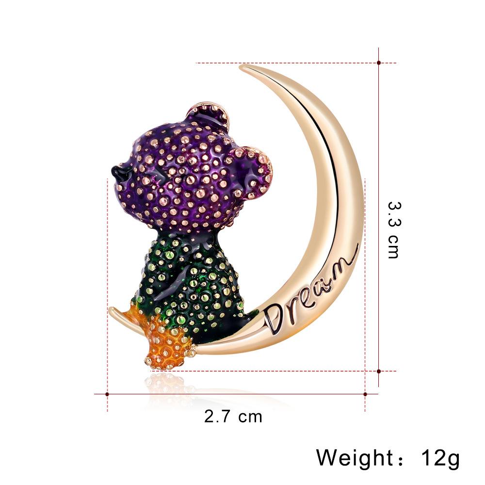 Enamel Animal Christmas Gifts Fashion Accessories Clothes Pin Moon Bear Brooch Brooch Pins