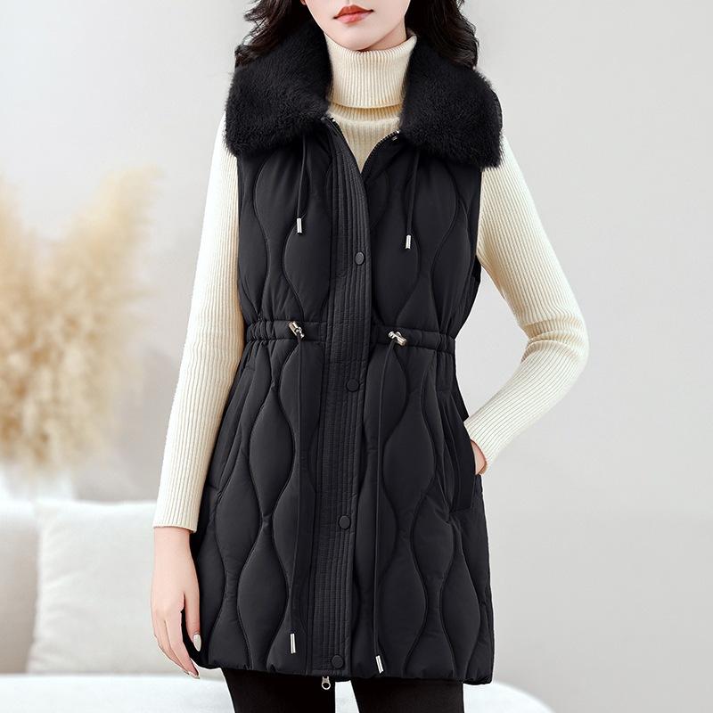Wear a vest for women's medium and long autumn and winter new products, slim down cotton clothes, vest jackets, thickened vests
