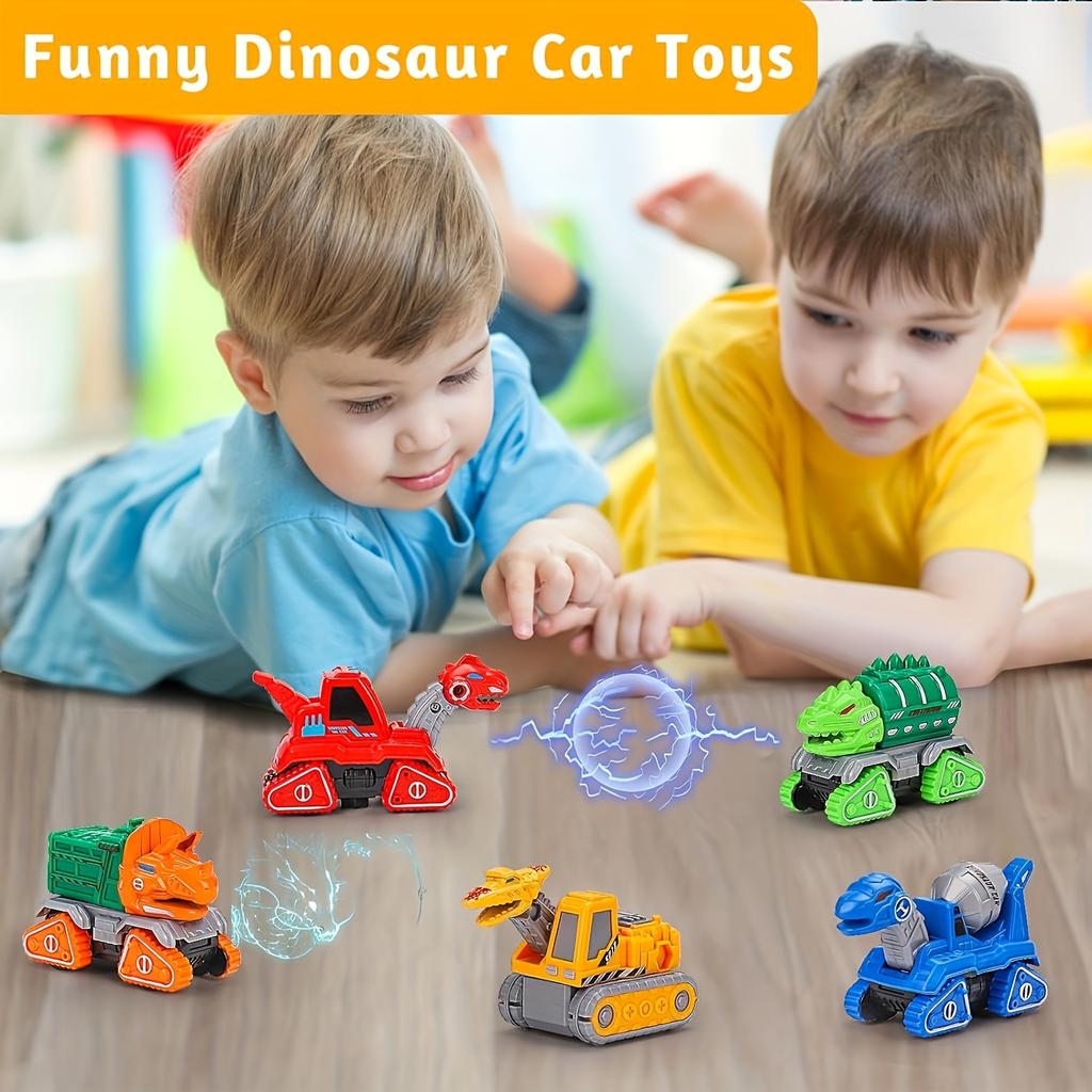 5in 1 Dinosaur Transforming Toys for Boys Dinosaur Car Action Figures Transform Dino Robot Children Educational Fine Motor Skill Take Apart Toys