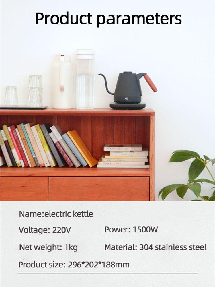 800ml Electric Kettle Gooseneck Hand Brew Coffee Pot Home Thermo Pot Temperature-Control Heating Water Bottle Smart Teapot 220V