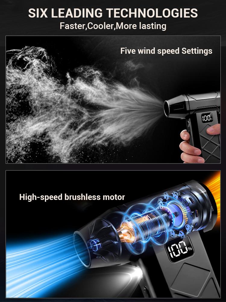 Kraftig Støvblåser 800000RPM Børsteløs Motor Utendørs Luftstøver Blåser Type-C Oppladbar Luftblåser Rengjøring PC Turbovifte