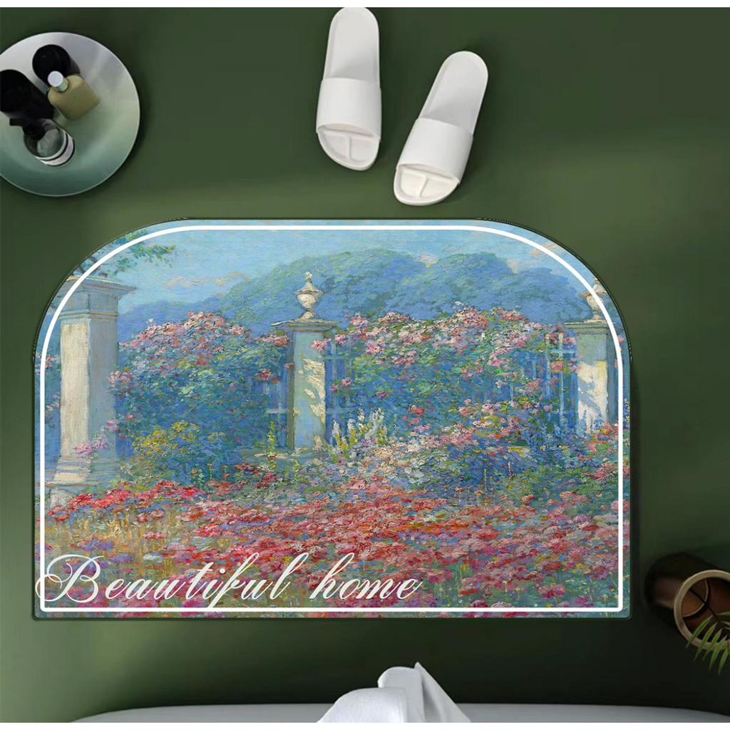 Oil Painting Wind Mat Absorbent Mat Cushioned Bathroom Foot Mat Bathroom Toilet Non-slip Absorbent Mat Carpet Door Mat Entry