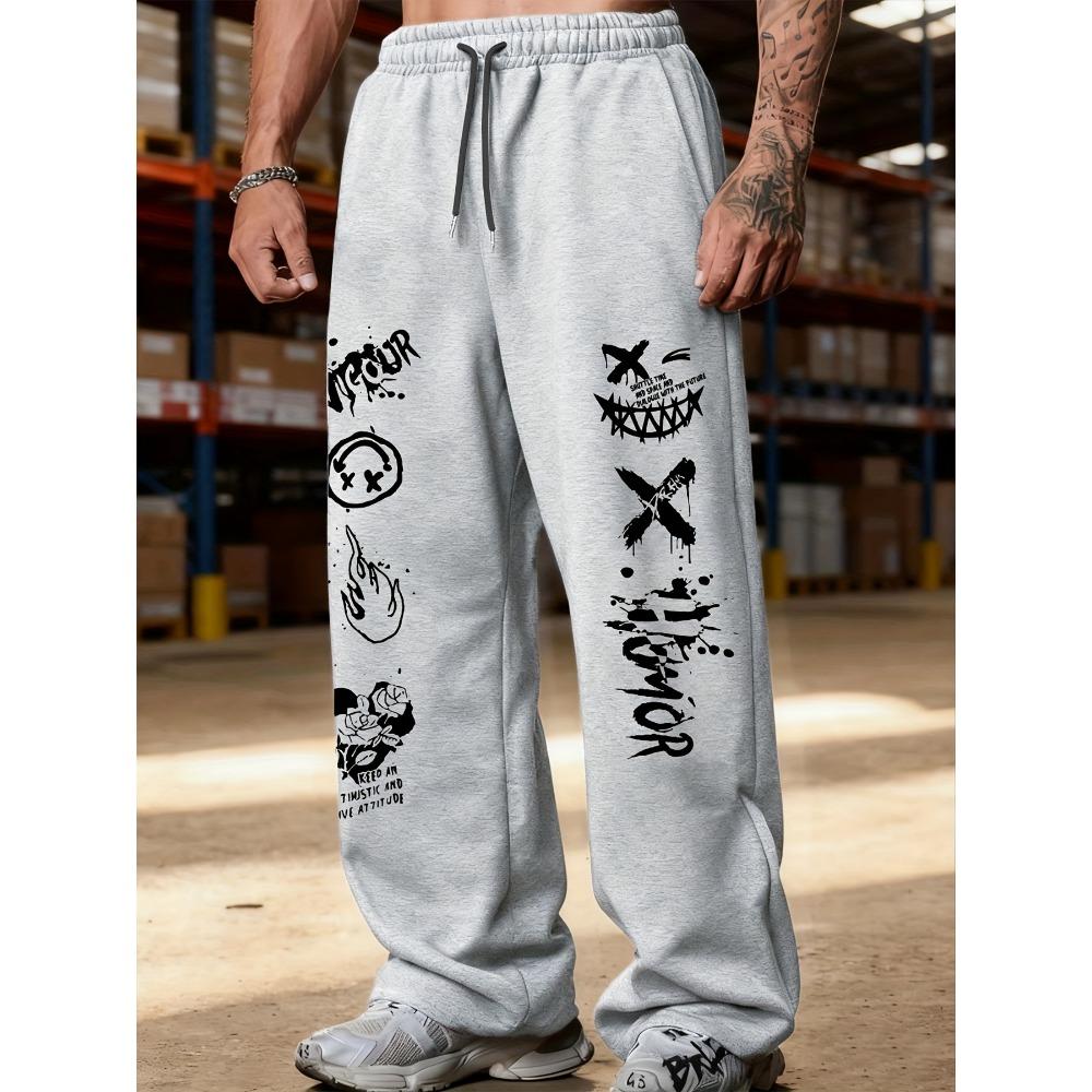 Men s Versatile Solid Color Drawstring Loose Casual Sports Pants, Spring and Autumn Men s Outdoor Home Casual Pants S