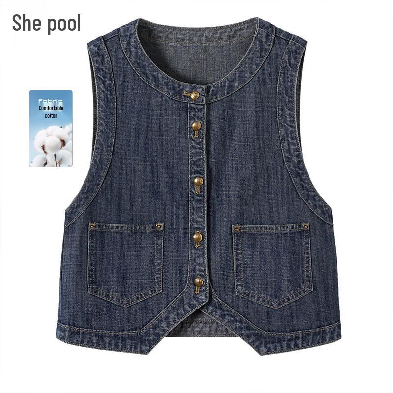 

Taichi Women s Retro Washed Slim-fit Denim Vest S