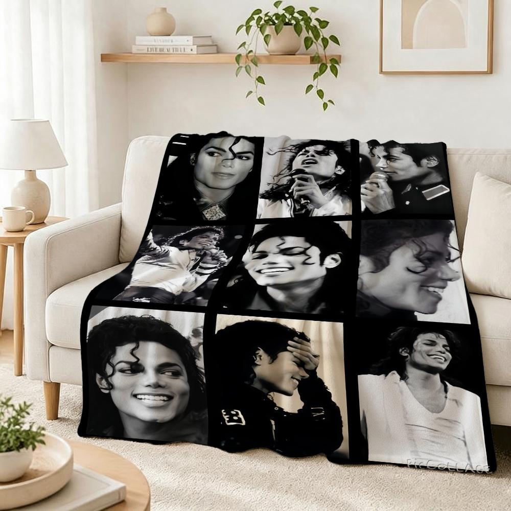 Michael Jackson Pop Printed Flannel Blanket Cozy Comfortable Fleece Blanket For Office Sofa Home Decor Memorial Gift