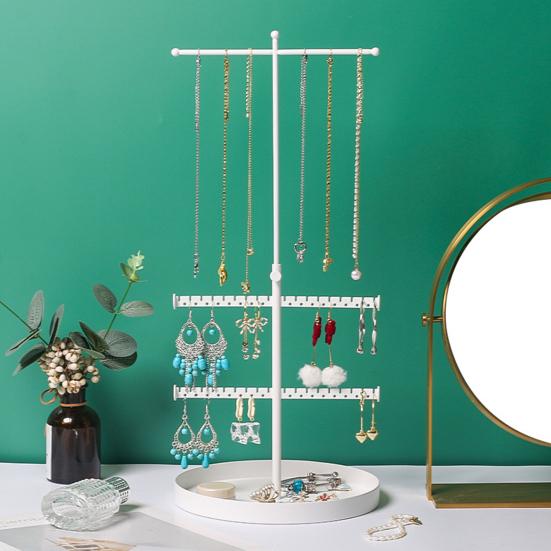 

Стойка для ювелирных изделий Регулируемая высота 3-уровневая подставка для органайзера ювелирных изделий Стильное ожерелье Серьга Стойка для дома