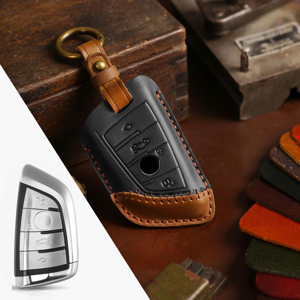 Applicable to BMW key cover X5 blade 530LI new 5 series 325 leather car key cover Douyin explosion