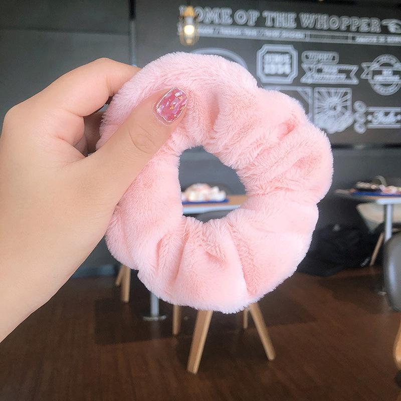 Winter Warm Soft Hair Scrunchies for Women Girls Cute Plush Elastic Multicolor Rubber Band Loop Accessories