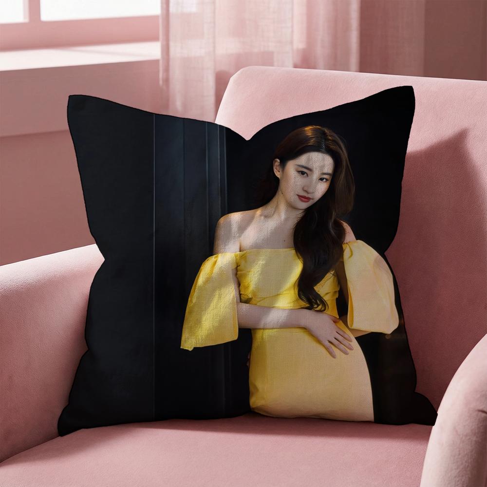 Actress L-Liu Y-YifeiS Cushion Cover Multi-Scene Pillow Cover for Home & Car - Reversible, Soft & Durable for Daily Use