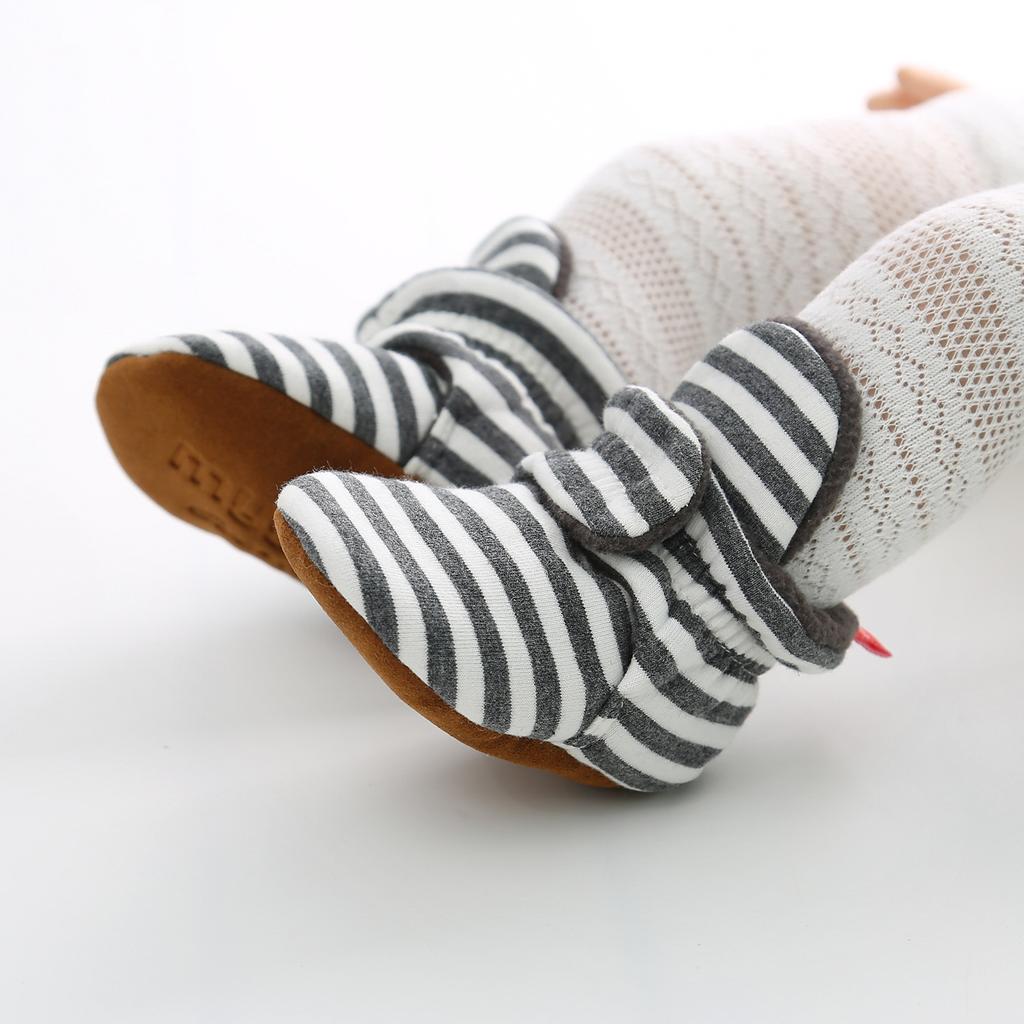 MYGGPP Striped Knitted Fabric 0-1 Years Old Baby Soft Bottom Shoes Baby Shoes Warm Shoes Baby Socks Overshoes