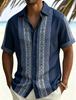 Men's Nautical Anchor Print Short Sleeve Shirt, Casual Summer Beach Shirt
