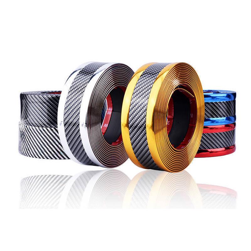 5cm*1m Autocolant universal pentru mașină Fibră de carbon cauciuc DIY Protector prag bandă de protecție