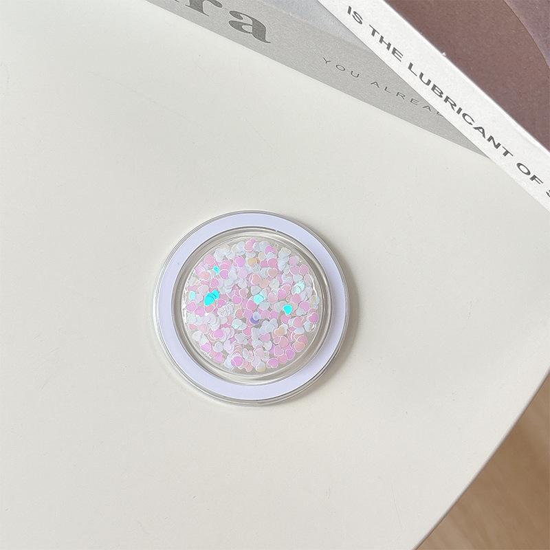 

Color Sequined Mobile Phone Airbag Holder Magnetic Suction Magsafe Retractable Small Fresh Women S Ring