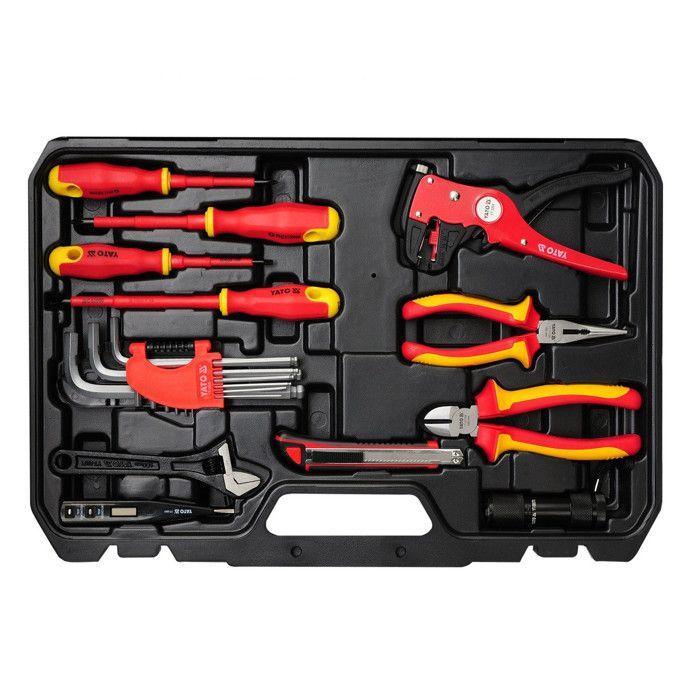 Caisse à outils électricien yato yt-39009 68 pièces noir