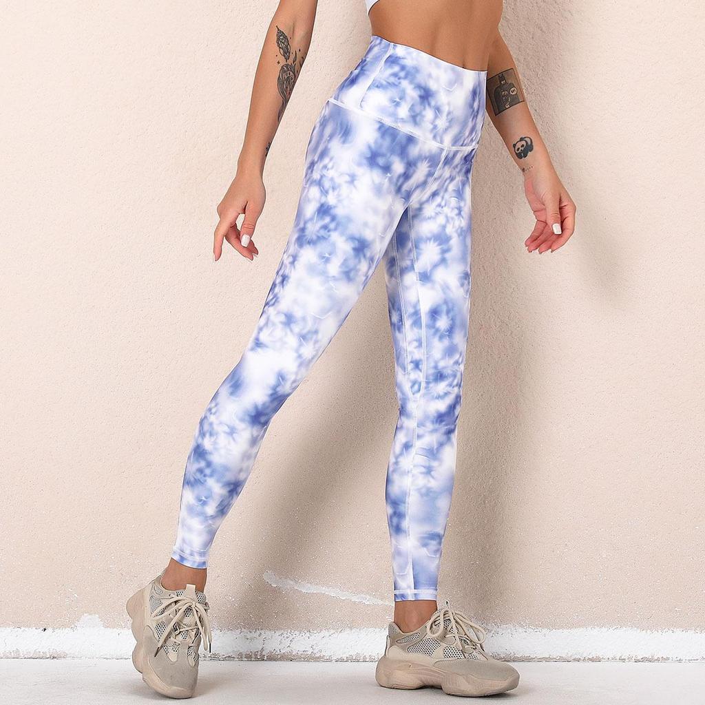 Pantaloni da yoga traspiranti ad asciugatura rapida con stampa digitale Fitness Leggings sportivi elastici stretti a vita alta da donna