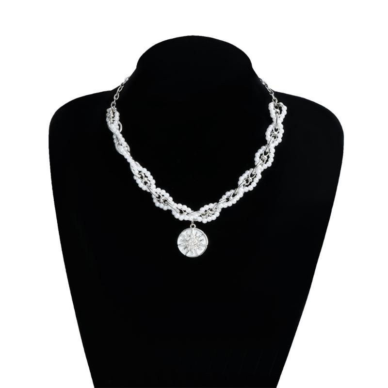 Star Pearls Chokers Necklace Sturdy Alloy Chain Delicate Adjustable Length Daily Accessory