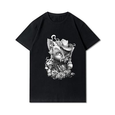 Herren Premium Baumwolle Harajuku T-Shirt Poster Anime Shirt Print T-Shirts Lustiger Stil Rundhals Baumwolle T-Shirt Lässige T-Shirts