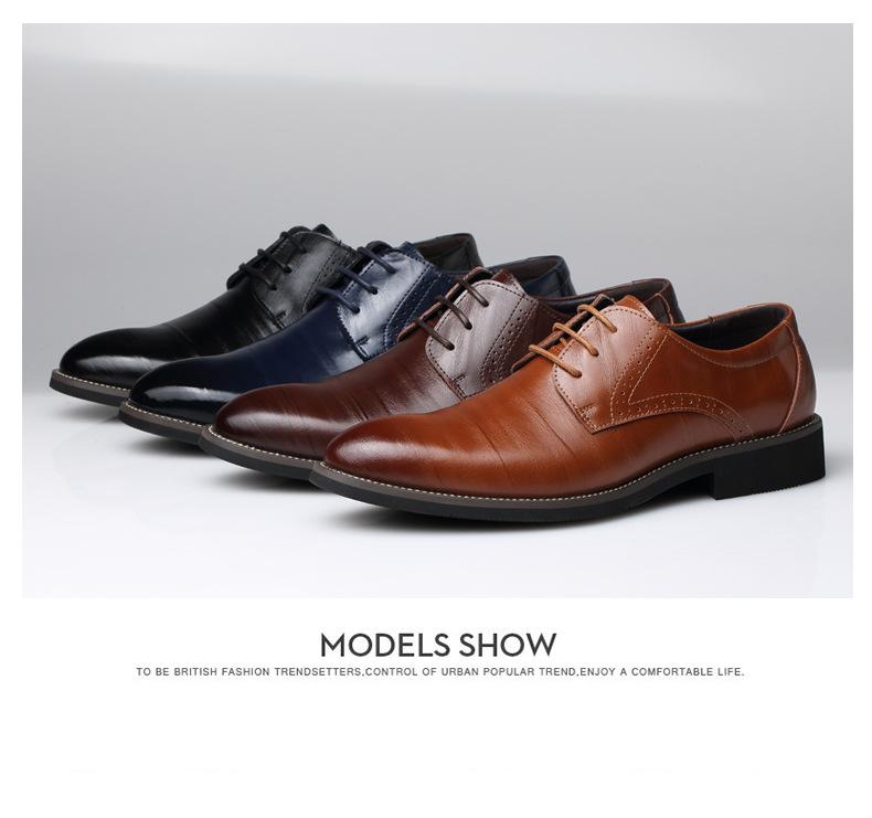 FashionBig Size New Designer Men's Dress Shoes Fashion Casual Spring Autumn Lace Solid Color Leather Shoes Loafers for Men