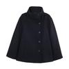 Womens Wool Blend High Neck Short Coat 2026 Street Style Outerwear Black Brown Khaki