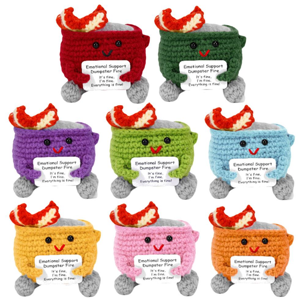 Crochet Dumpster Fire Cute Emotional Support Dumpster Fire Positive Crochet Dumpster Fire Office and Home Decoration Gifts