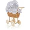 Sweet Baby Doll Pram Wicker High with Grey Bedding
