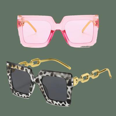 Women Fashion Sunglasses Oversized Frame Women Glasses Brand Designer Square Glasses Uv400 Golden Leg Eyewear Acessories