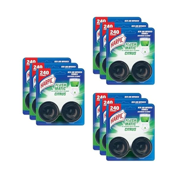 

Harpic Flushmatic In-Cistern Toilet Cleaner Blocks, Citrus - 100 г (Упаковка з 9 шт) | Тривалість до 240 змивів