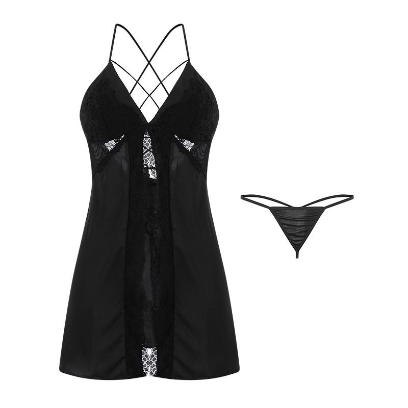 Women Sexy Lingerie Briefs Set Erotic Cross Tied Nightgown Porn Backless Camisole Pajamas Sex Costumes