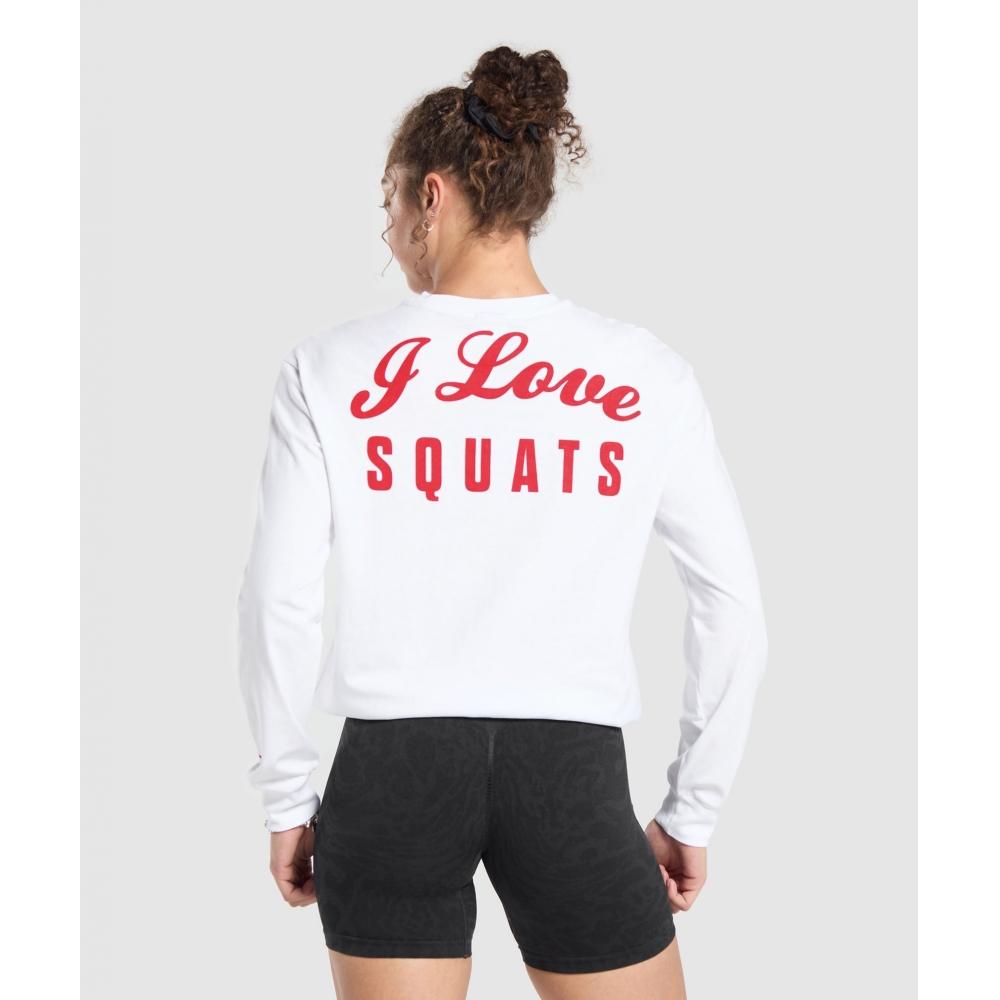 

Gymshark I Love Squats Long Sleeve Skater whIte B1c9j Wb57 XXS