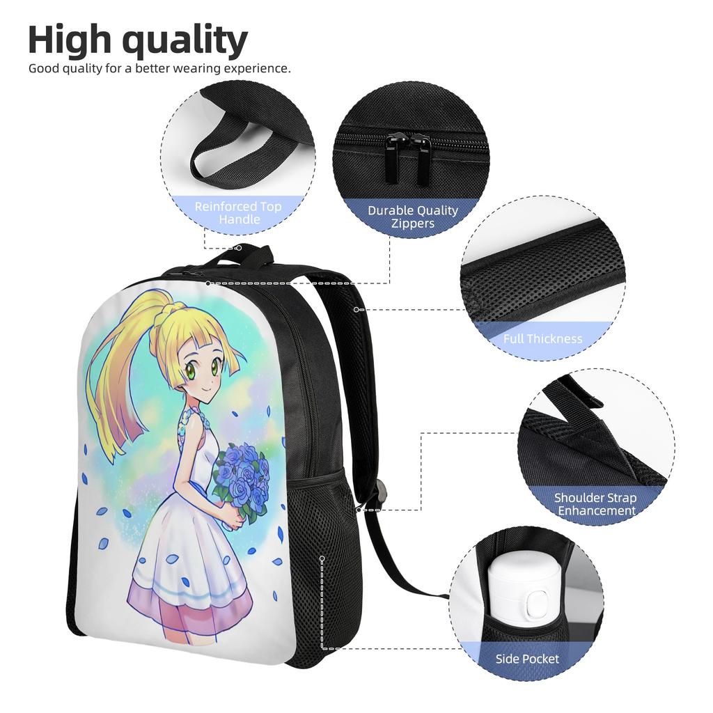 Its Bags Pokemon Backpacks Daypack Summer Vibes Mochila Work Zipper Closure Rucksack