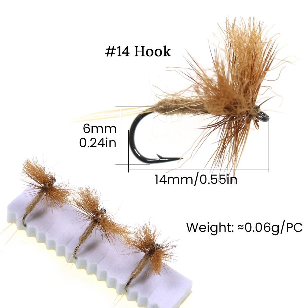 6PCS Elk Hair Caddis Dry Fly, High Floating Trout Fishing Flies, Artificial Insect Bait for River & Stream Fly Fishing