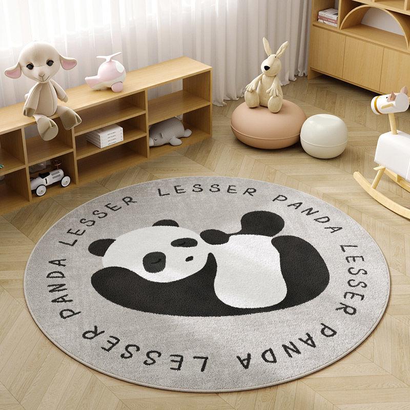 Play Together Dog Round Rug Flannel Printed Carpet Kids Room Decor Soft Cozy Floor Mat Baby Play Area Nursery Home Decoration
