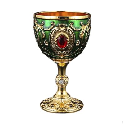 Embossed Water Goblet Mini Metal European Wine Cup Tiny Drinking for Dinner Wedding