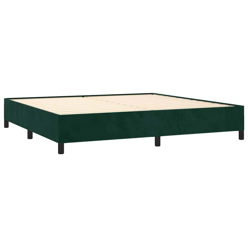 Box Spring Bed with Mattress Dark Green 200x200 cm Velvet