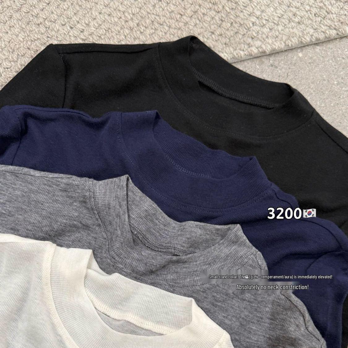 Women s Korean Style Tencel Long Sleeve Stand Collar Slim-Fit Top S (60-80 lbs)