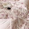 Cotton Bedding Four-piece Set French Rose Print Skin-friendly Breathable Quilt Cover Sheet Pillowcase Kit