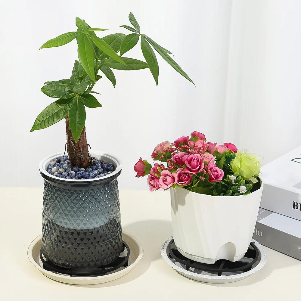 Anti Rot Root Plastic Planter Rack Flower Pot Tray Drip Plant Flowerpot Tray Indoor Outdoor Home Garden Supplies 12/15/20/25cm