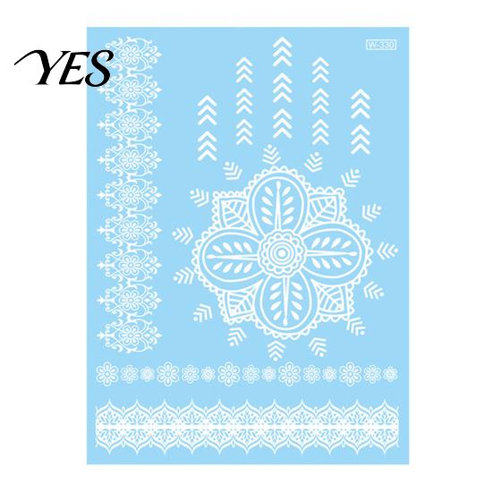 Gentle-On Skin Tattoo White Lace Sticker for Women, Temporary Face Body Fake Decal Arm, Waterproof Wedding Party Festival