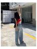 Light Blue High-Waisted Wide-Leg Jeans for Women - Trendy and Slimming Loose-Fit Casual Pants