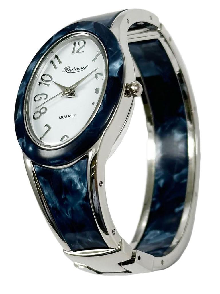 Takeuchi Shoji Rapport Oval Bangle Silver Blue Co., Ltd. Watch, Wide, 288214, Women's,