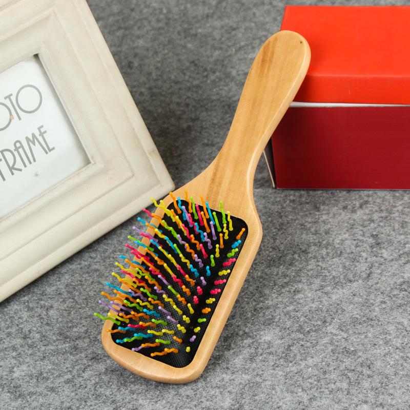 Lotus Airbag Massage Comb Wooden Anti-static Hairdressing Comb Scalp Massage Comb Black