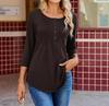 Women's Summer 2025 Fashionable Pleated Mid-Sleeve Top with Low Round Neck.