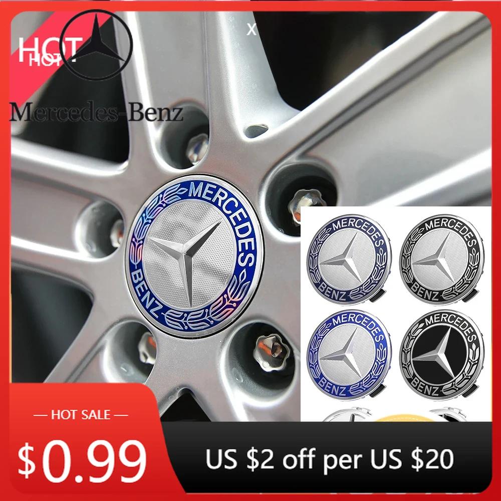 Car Sticker Hot For Benz AMG 4pcs 75mm ABS Black Car Wheel Center Caps Rims Hub Caps For Mercedes Benz A B C E S CLA CLK ML GLK